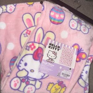 Hello Kitty Pink and White Plush Blanket
